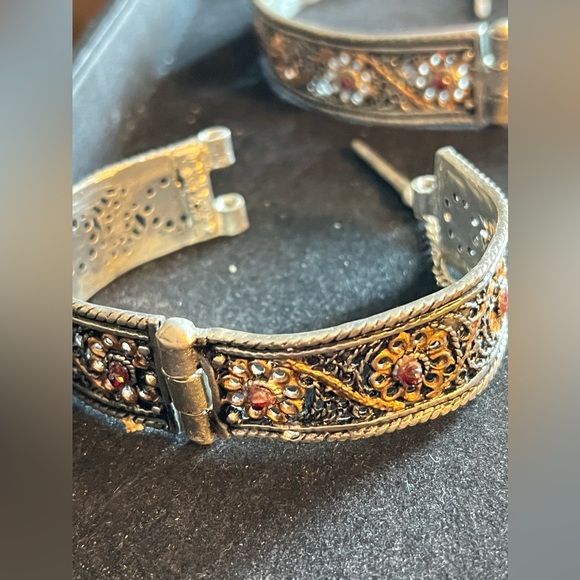 Tie me up Roxanne ,vintage collar/cuff set With Red Stones  14 in and 8 in - Picture 4 of 5